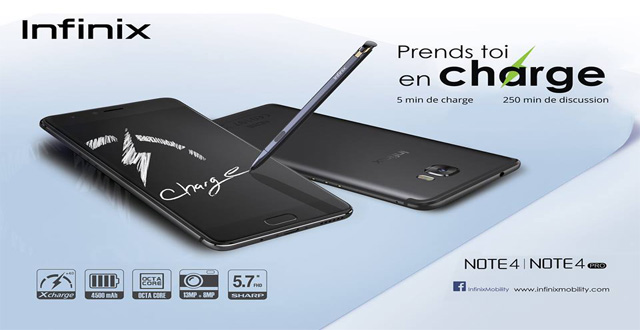 Mobile Smartphone présentation d'Infinix Note 4 et Note 4 Pro avec Xpen