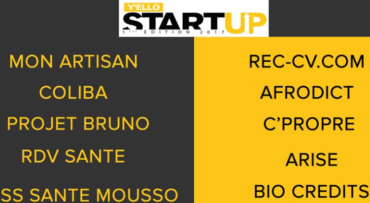 Top10 des startups présélectionnés pour le Y'ello Startup