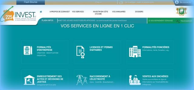 225invest.ci le guichet unique des services d'investissement en Côte d’Ivoire