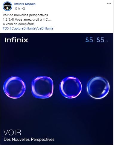 Infinix vers le lancement de son premier smartphone à 4 caméras avec un écran infinity-O poiçonné