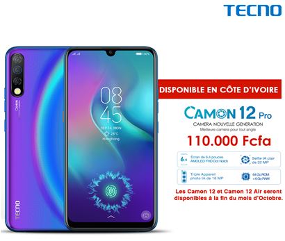 Le Tecno Camon 12 PRO est déjà disponible en Côte d'Ivoire