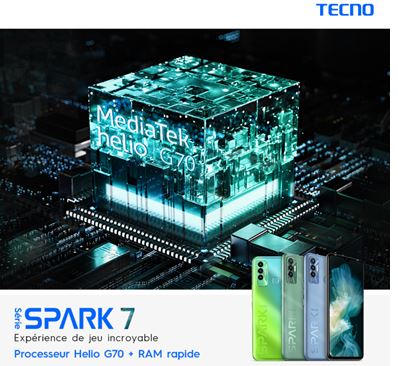 Tecno Spark 7P Un stockage 128 Go / 64 Go et 4 Go de RAM